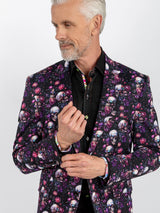 SKULL & FLORAL PRINTED FITTED JACKET - Claudio Lugli Shirts