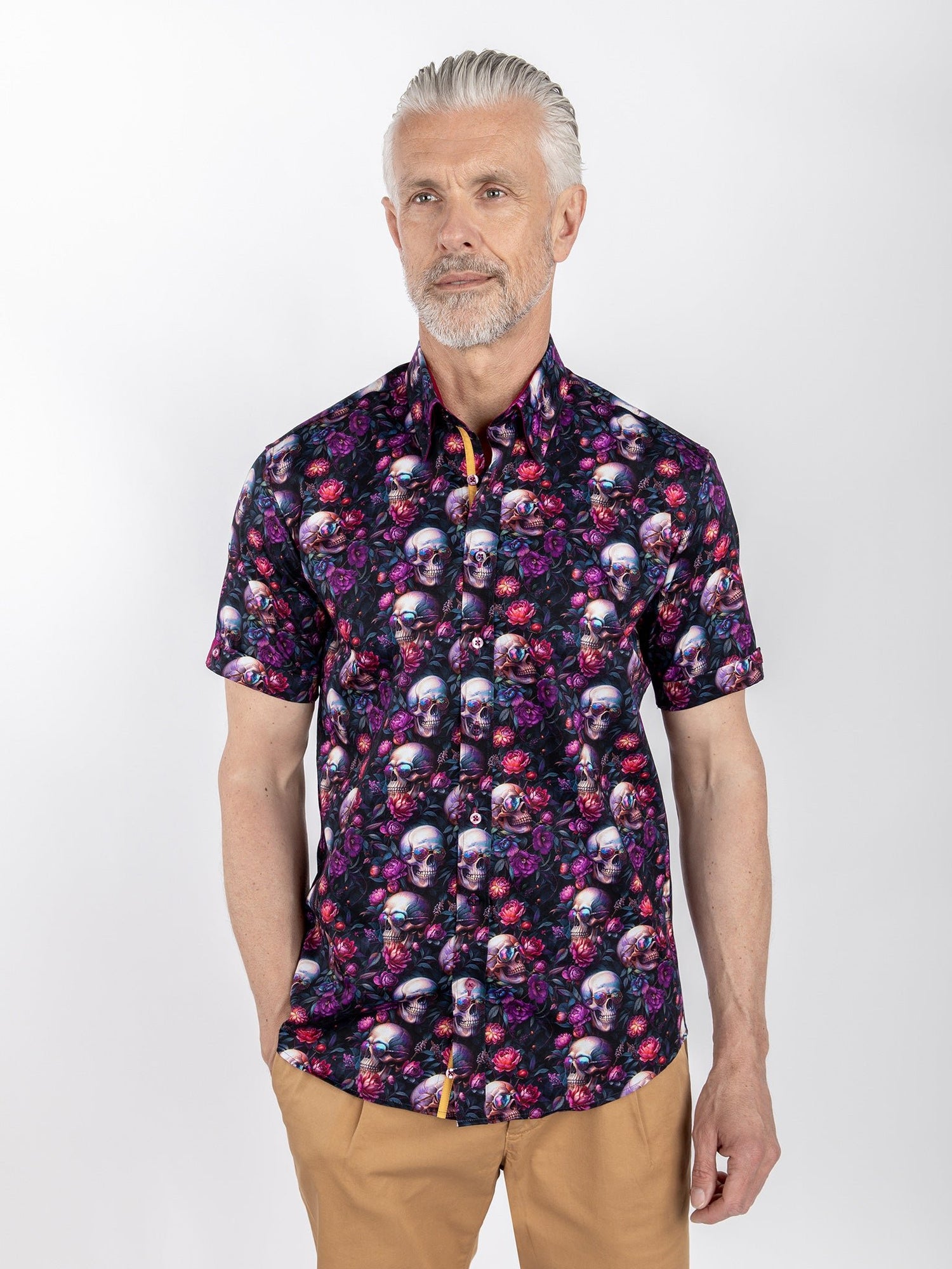 SKULL SUNGLASSES FLORAL SHORT SLEEVE SHIRT - Claudio Lugli Shirts