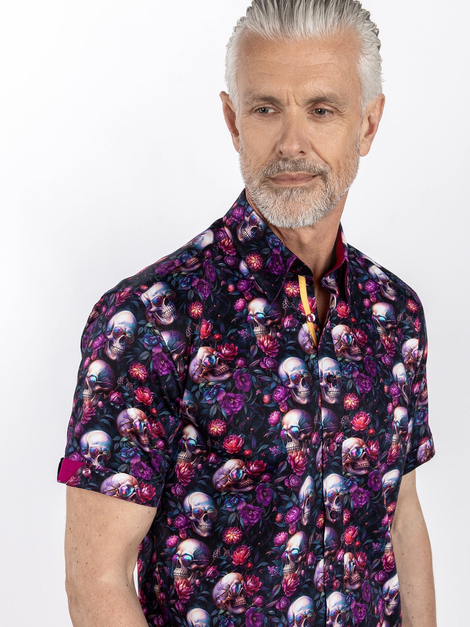 SKULL SUNGLASSES FLORAL SHORT SLEEVE SHIRT - Claudio Lugli Shirts