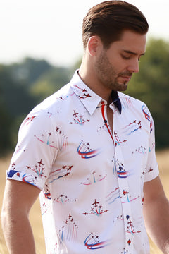 SKYBOUND SPECTACLE RED ARROWS PRINT SHORT SLEEVE SHIRT - Claudio Lugli Shirts