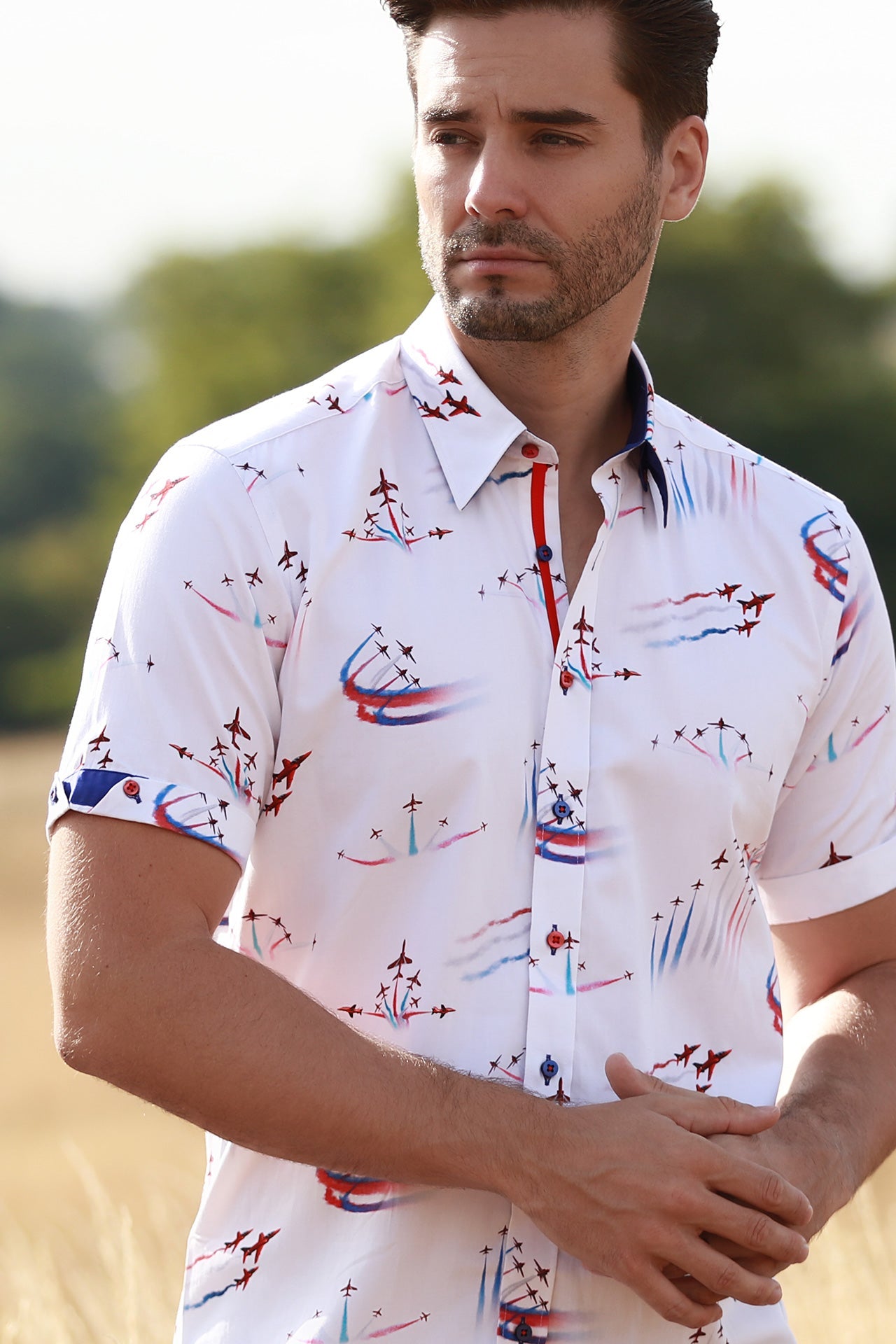 SKYBOUND SPECTACLE RED ARROWS PRINT SHORT SLEEVE SHIRT - Claudio Lugli Shirts