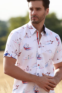 SKYBOUND SPECTACLE RED ARROWS PRINT SHORT SLEEVE SHIRT - Claudio Lugli Shirts