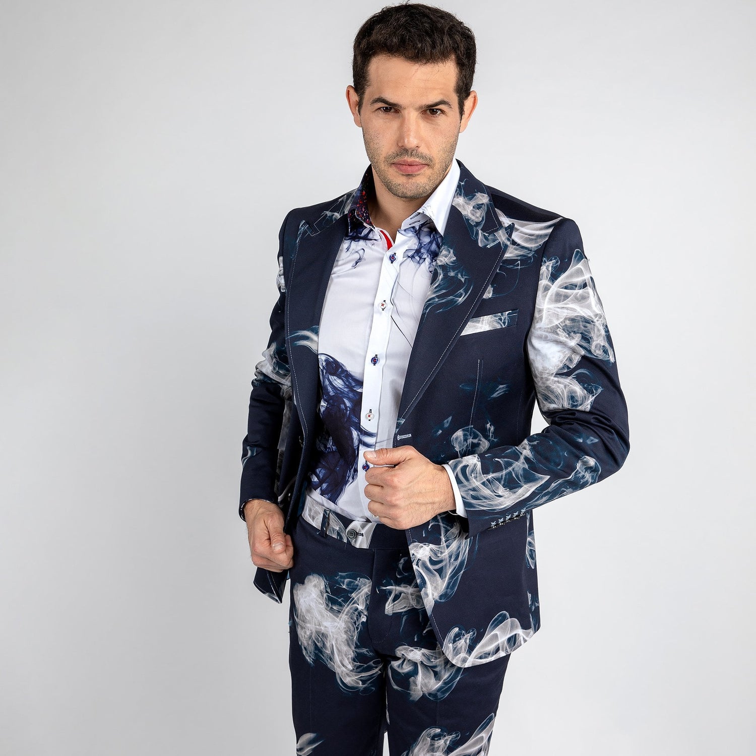 SMOKE PRINTED 2 PIECE SUIT – Premium Men's Patterned Shirt by Claudio Lugli | Bold Design, Tailored Fit, Best Printed Shirts
