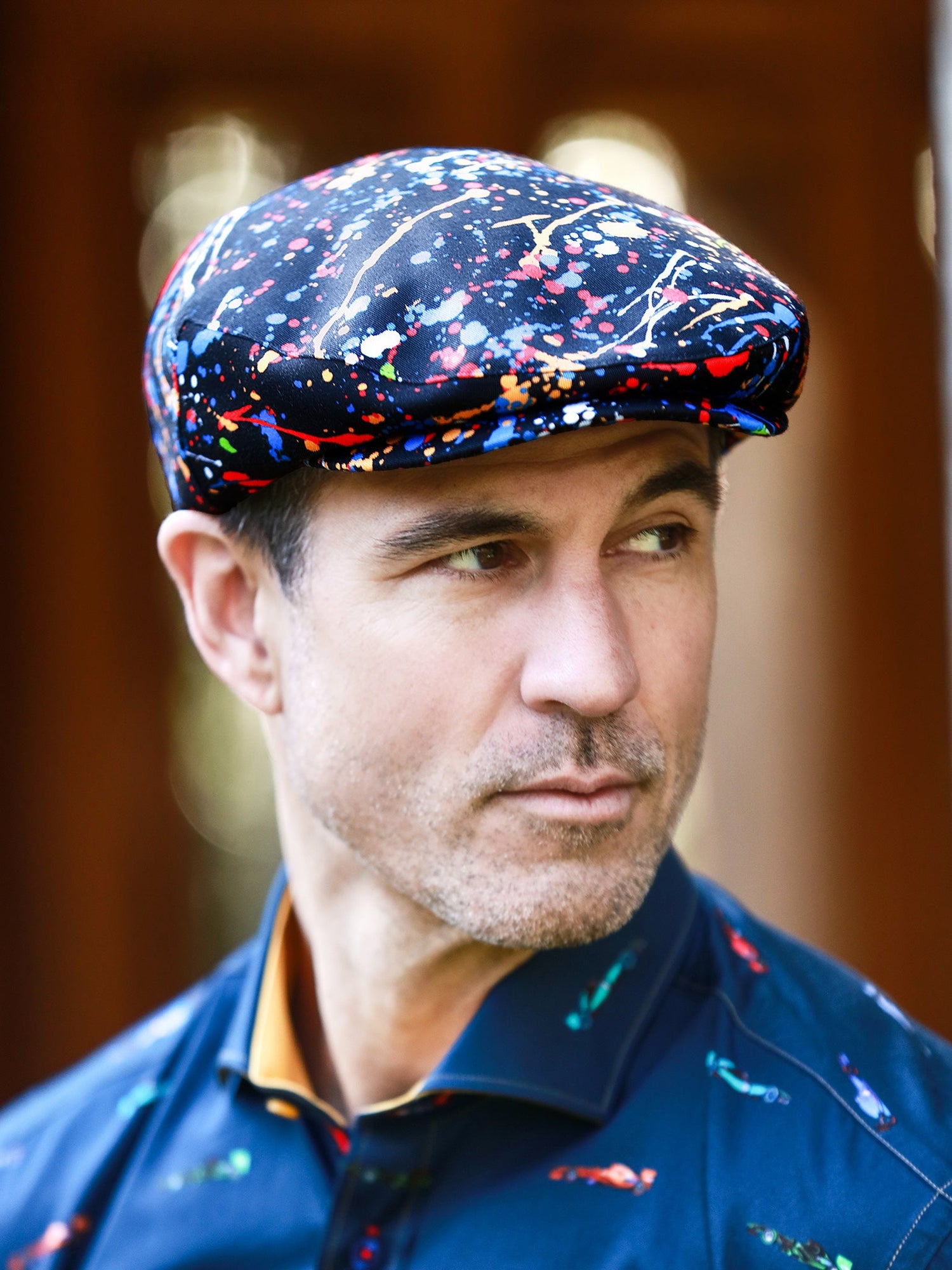 Smoke Printed Flat Cap - Claudio Lugli Shirts