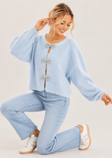 SOFT TOUCH CRYSTAL BOW DETAIL KNIT JUMPER - Claudio Lugli Shirts