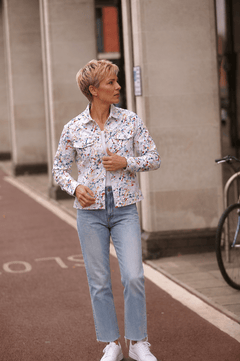 Splash Print Denim Cotton Shacket - Claudio Lugli Shirts