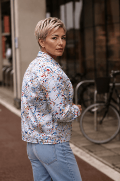 Splash Print Denim Cotton Shacket - Claudio Lugli Shirts