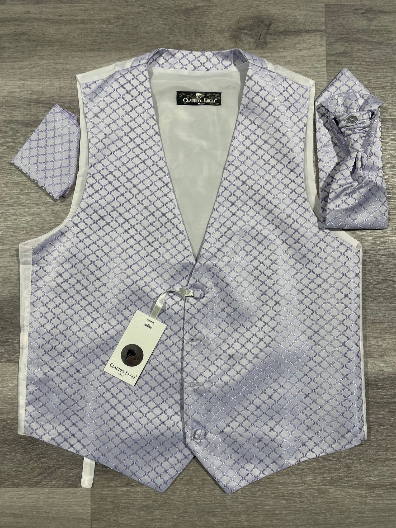 SQUARES WAISTCOAT, CRAVAT AND HANDKERCHIEF SET - Claudio Lugli Shirts