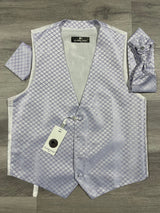 SQUARES WAISTCOAT, CRAVAT AND HANDKERCHIEF SET - Claudio Lugli Shirts