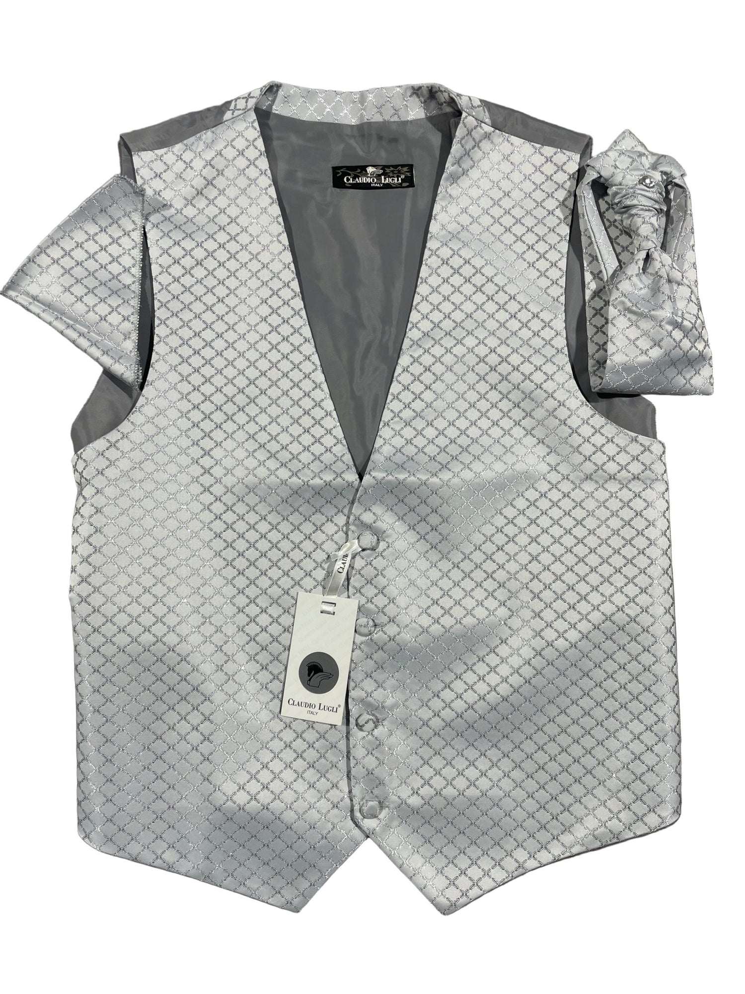 SQUARES WAISTCOAT, CRAVAT AND HANDKERCHIEF SET - Claudio Lugli Shirts