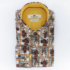 STAINED GLASS SAINTS PRINT SHIRT - Premium Men's Patterned Shirt by Claudio Lugli | Bold Design, Tailored Fit, Best Printed Shirts