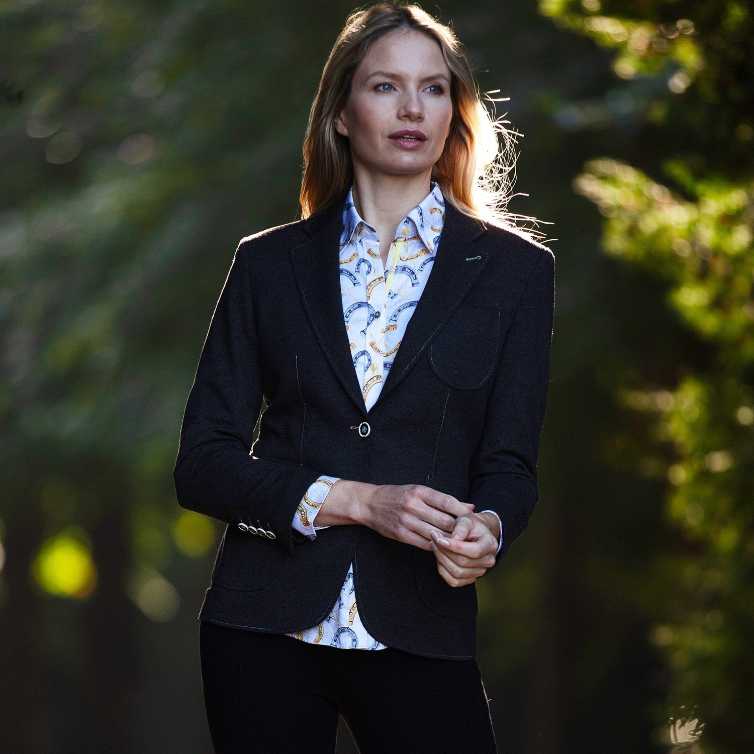 STRETCH COTTON LYCRA WOMENS JACKET WITH MULTICOLOUR STITCHING - Premium Men's Patterned Shirt by Claudio Lugli | Bold Design, Tailored Fit, Best Printed Shirts