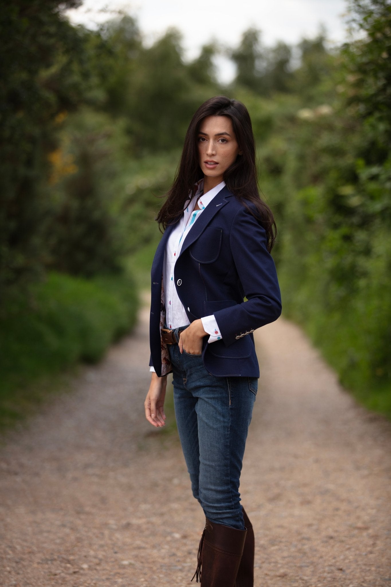 STRETCH COTTON LYCRA WOMENS JACKET WITH MULTICOLOUR STITCHING - Premium Men's Patterned Shirt by Claudio Lugli | Bold Design, Tailored Fit, Best Printed Shirts