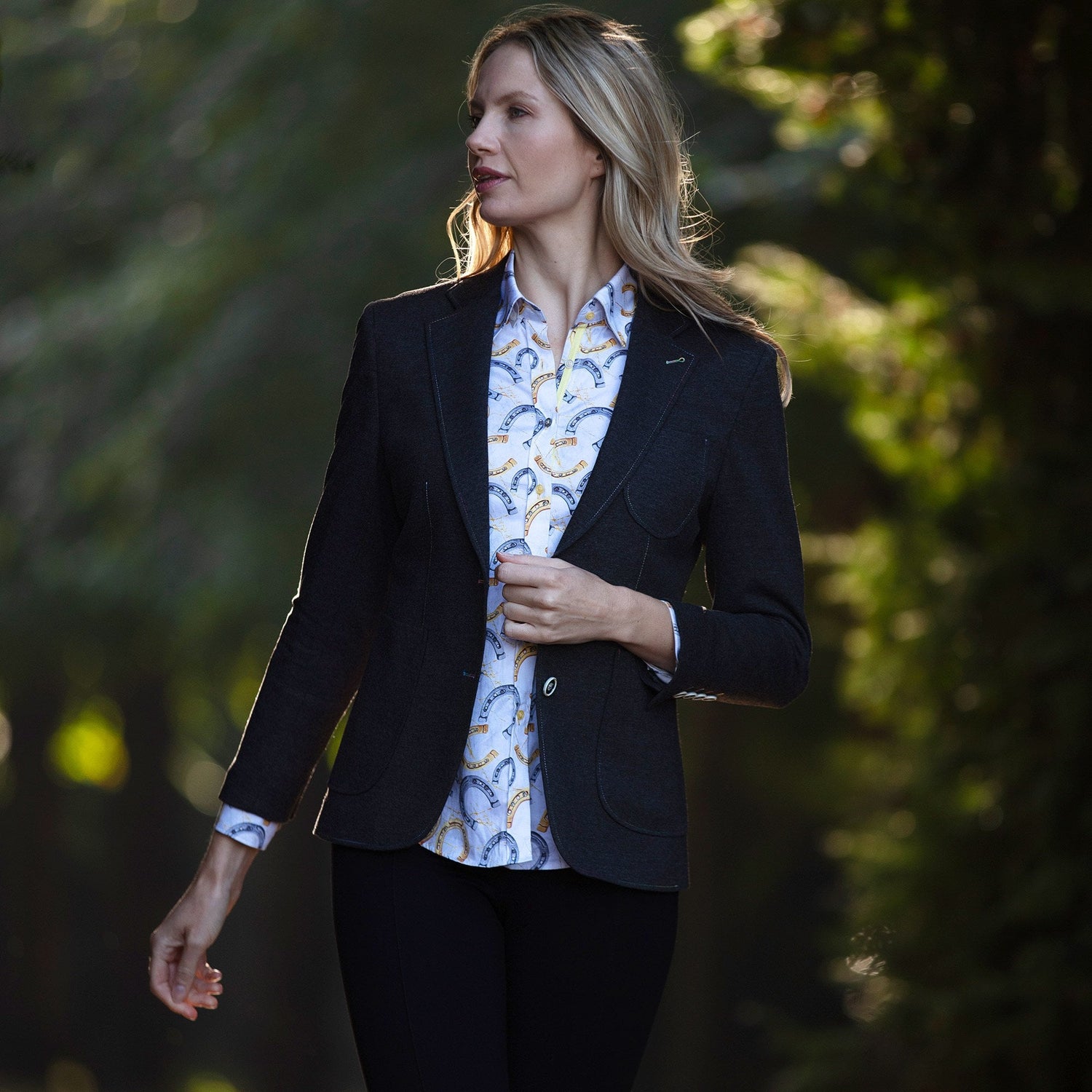 STRETCH COTTON LYCRA WOMENS JACKET WITH MULTICOLOUR STITCHING - Premium Men's Patterned Shirt by Claudio Lugli | Bold Design, Tailored Fit, Best Printed Shirts