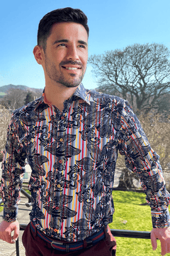 STRIPE FLOCKING FLORAL SHIRT WITH LUXURY TEXTURED FINISH - Claudio Lugli Shirts