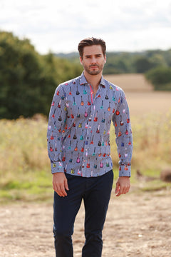 STRIPE GUITAR MEN PRINT SHIRT - Premium Men's Patterned Shirt by Claudio Lugli | Bold Design, Tailored Fit, Best Printed Shirts