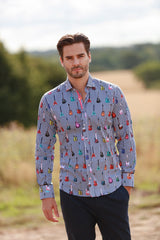 STRIPE GUITAR MEN PRINT SHIRT - Premium Men's Patterned Shirt by Claudio Lugli | Bold Design, Tailored Fit, Best Printed Shirts