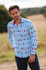 STRIPE GUITAR MEN PRINT SHIRT - Premium Men's Patterned Shirt by Claudio Lugli | Bold Design, Tailored Fit, Best Printed Shirts