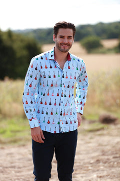 STRIPE GUITAR MEN PRINT SHIRT - Premium Men's Patterned Shirt by Claudio Lugli | Bold Design, Tailored Fit, Best Printed Shirts