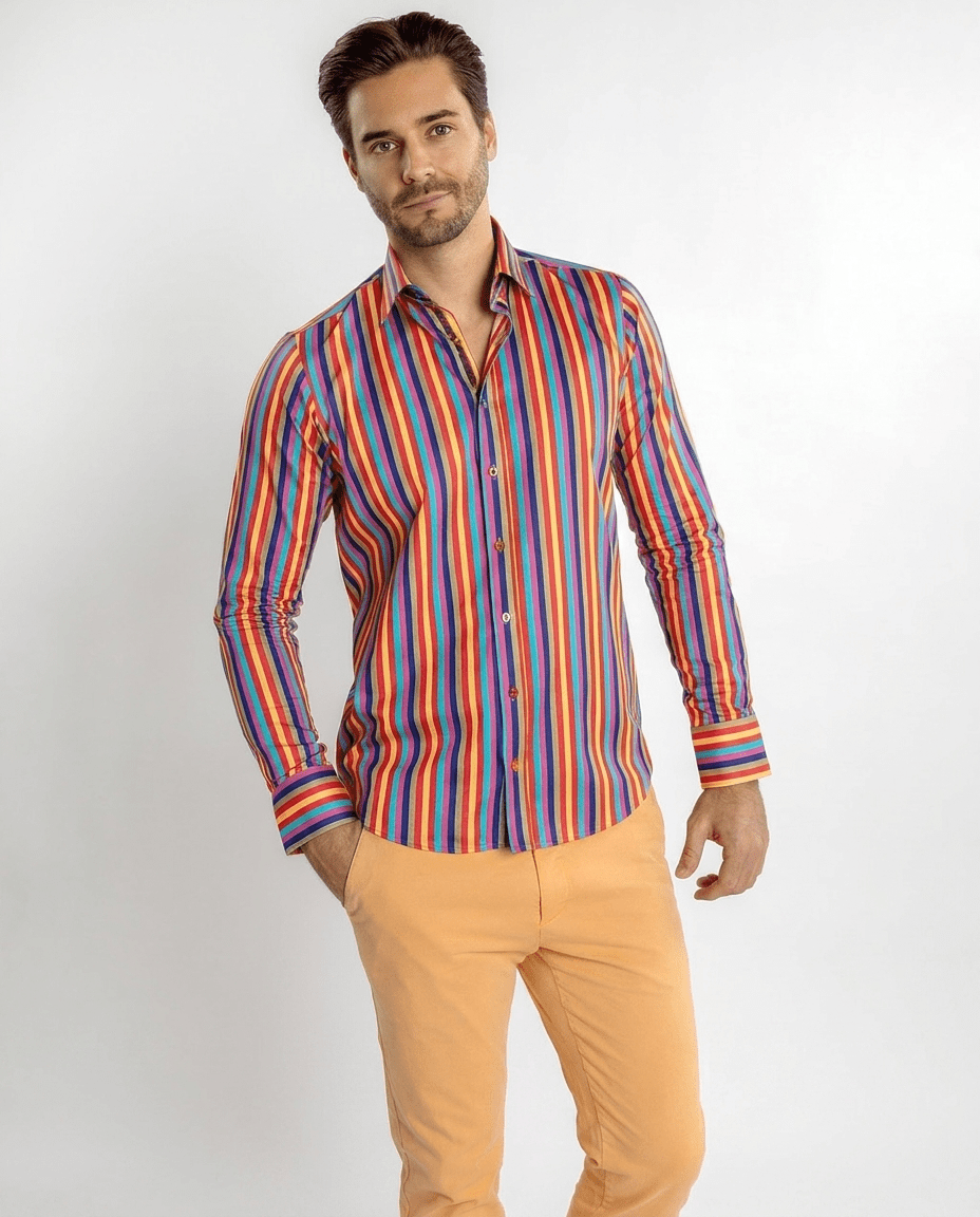 Stripe Multicolor Print Shirt - Claudio Lugli Shirts