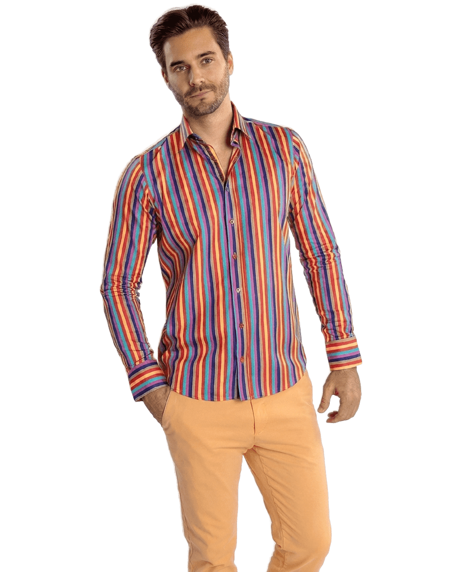 Stripe Multicolor Print Shirt - Claudio Lugli Shirts