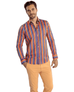 Stripe Multicolor Print Shirt - Claudio Lugli Shirts