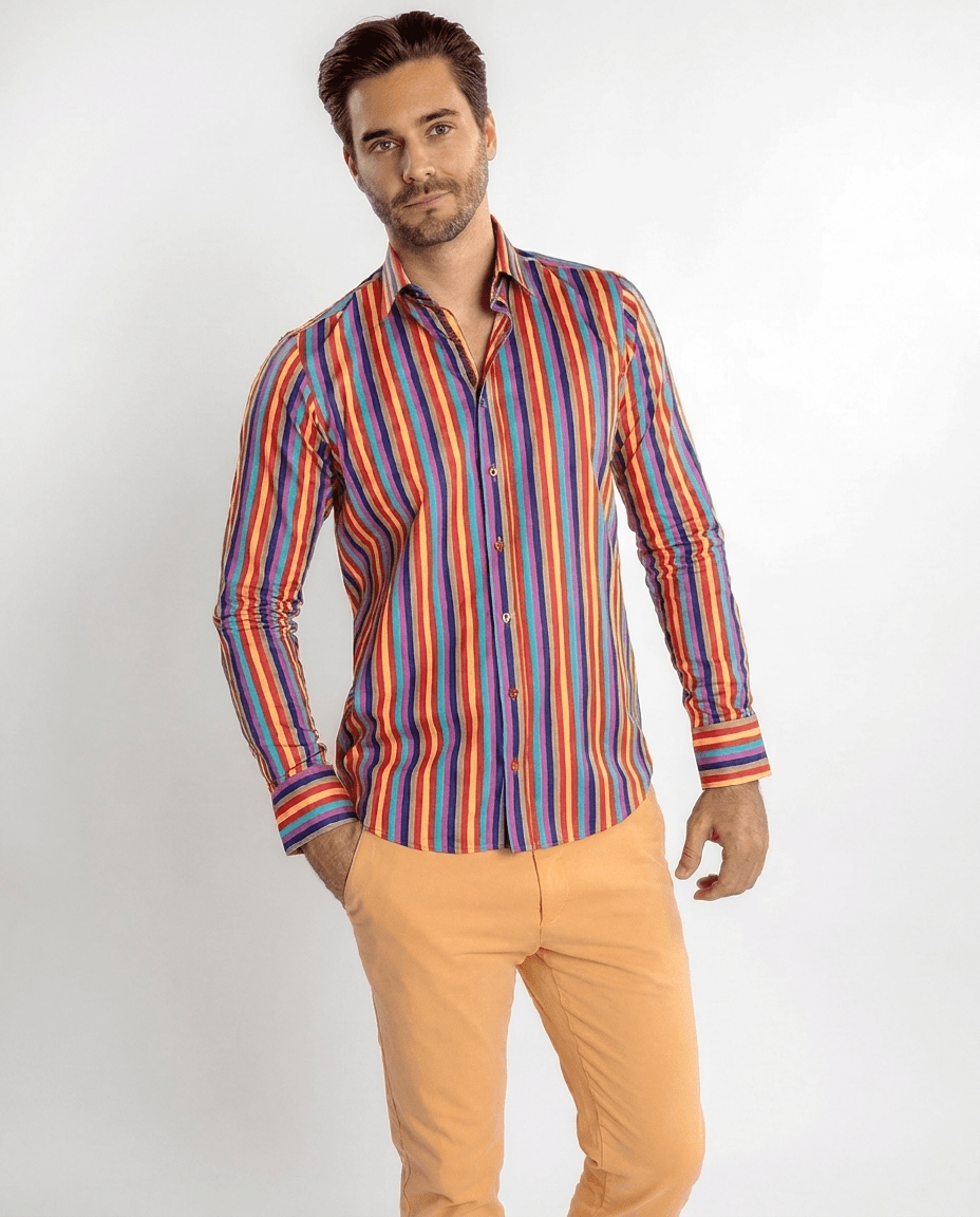Stripe Multicolor Print Shirt - Claudio Lugli Shirts
