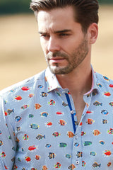 STRIPE PRINTED MULTICOLOR FISH LONG SLEEVE - Claudio Lugli Shirts