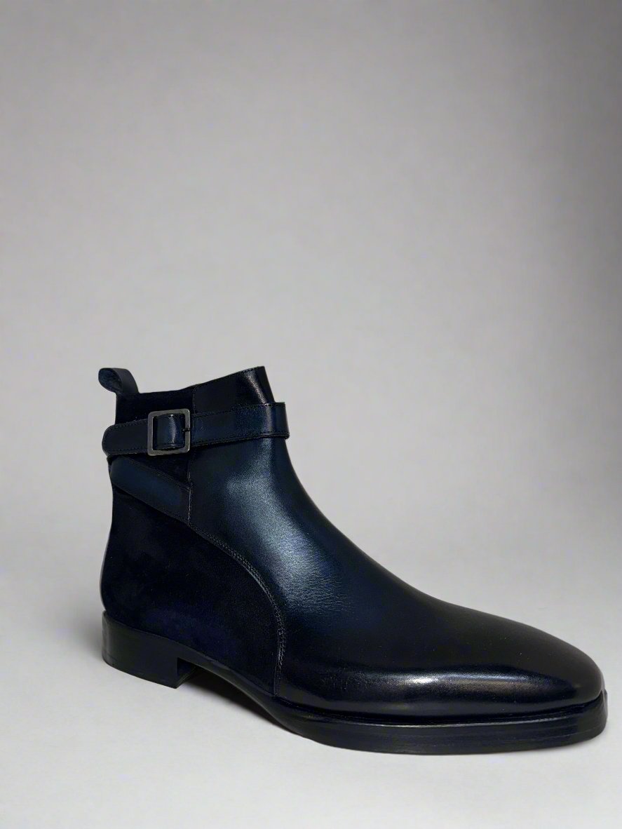 SUEDE + LEATHER HAND PAINTED BOOT - Q - 02 - 8340 - Premium Men's Patterned Shirt by Claudio Lugli | Bold Design, Tailored Fit, Best Printed Shirts