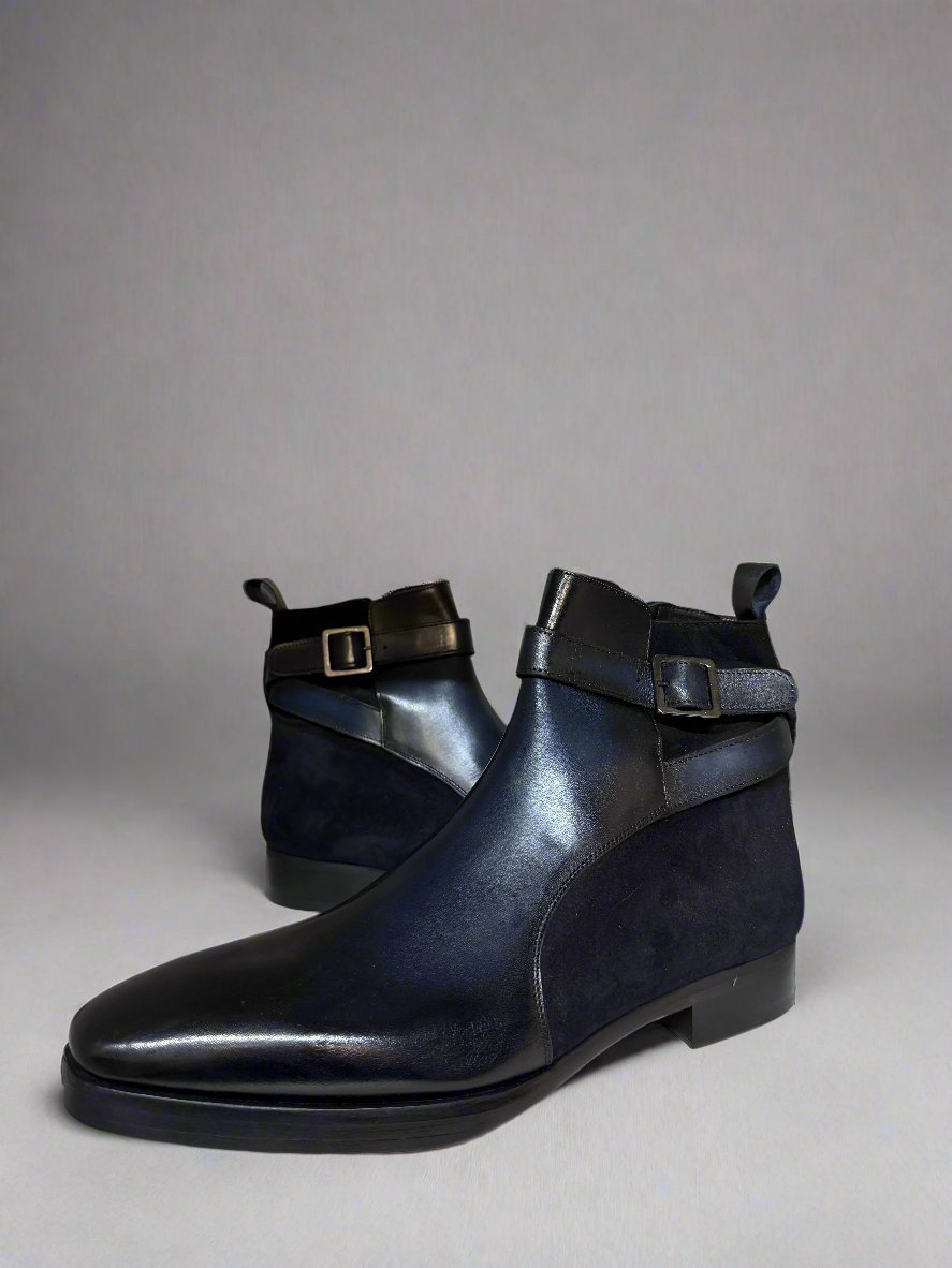 SUEDE + LEATHER HAND PAINTED BOOT - Q - 02 - 8340 - Premium Men's Patterned Shirt by Claudio Lugli | Bold Design, Tailored Fit, Best Printed Shirts