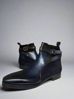 SUEDE + LEATHER HAND PAINTED BOOT - Q - 02 - 8340 - Premium Men's Patterned Shirt by Claudio Lugli | Bold Design, Tailored Fit, Best Printed Shirts