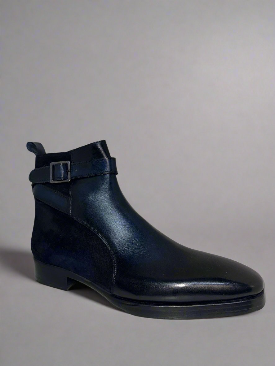 SUEDE + LEATHER HAND PAINTED BOOT - Q - 02 - 8340 - Premium Men's Patterned Shirt by Claudio Lugli | Bold Design, Tailored Fit, Best Printed Shirts