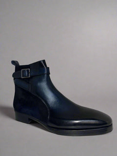 SUEDE + LEATHER HAND PAINTED BOOT - Q - 02 - 8340 - Premium Men's Patterned Shirt by Claudio Lugli | Bold Design, Tailored Fit, Best Printed Shirts