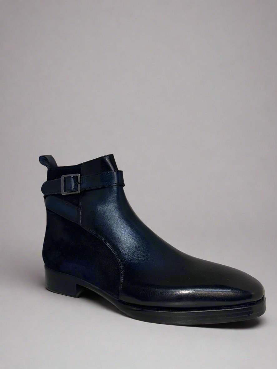 SUEDE + LEATHER HAND PAINTED BOOT - Q - 02 - 8340 - Premium Men's Patterned Shirt by Claudio Lugli | Bold Design, Tailored Fit, Best Printed Shirts