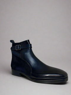 SUEDE + LEATHER HAND PAINTED BOOT - Q - 02 - 8340 - Premium Men's Patterned Shirt by Claudio Lugli | Bold Design, Tailored Fit, Best Printed Shirts