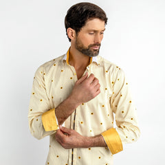 SUNFLOWERS AND ZIGZAG STRIPE PRINT SHIRT – Premium Men's Patterned Shirt by Claudio Lugli | Bold Design, Tailored Fit, Best Printed Shirts