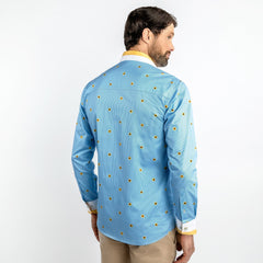 SUNFLOWERS AND ZIGZAG STRIPE PRINT SHIRT – Premium Men's Patterned Shirt by Claudio Lugli | Bold Design, Tailored Fit, Best Printed Shirts