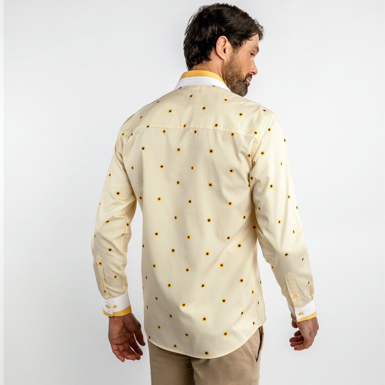 SUNFLOWERS AND ZIGZAG STRIPE PRINT SHIRT – Premium Men's Patterned Shirt by Claudio Lugli | Bold Design, Tailored Fit, Best Printed Shirts