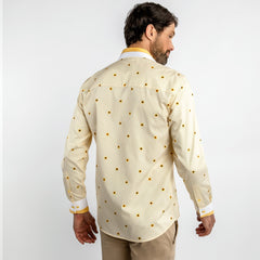 SUNFLOWERS AND ZIGZAG STRIPE PRINT SHIRT – Premium Men's Patterned Shirt by Claudio Lugli | Bold Design, Tailored Fit, Best Printed Shirts