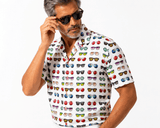 SUNGLASSES PATTERNED HAWAIIAN SHORT SLEEVE SHIRT - Claudio Lugli Shirts