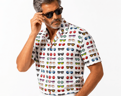 SUNGLASSES PATTERNED HAWAIIAN SHORT SLEEVE SHIRT - Claudio Lugli Shirts