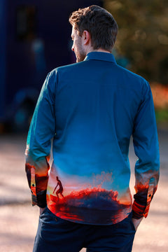 SURFER RIDER OF THE CRIMSON WAVE PLACEMENT PRINT SHIRT - Premium Men's Patterned Shirt by Claudio Lugli | Bold Design, Tailored Fit, Best Printed Shirts