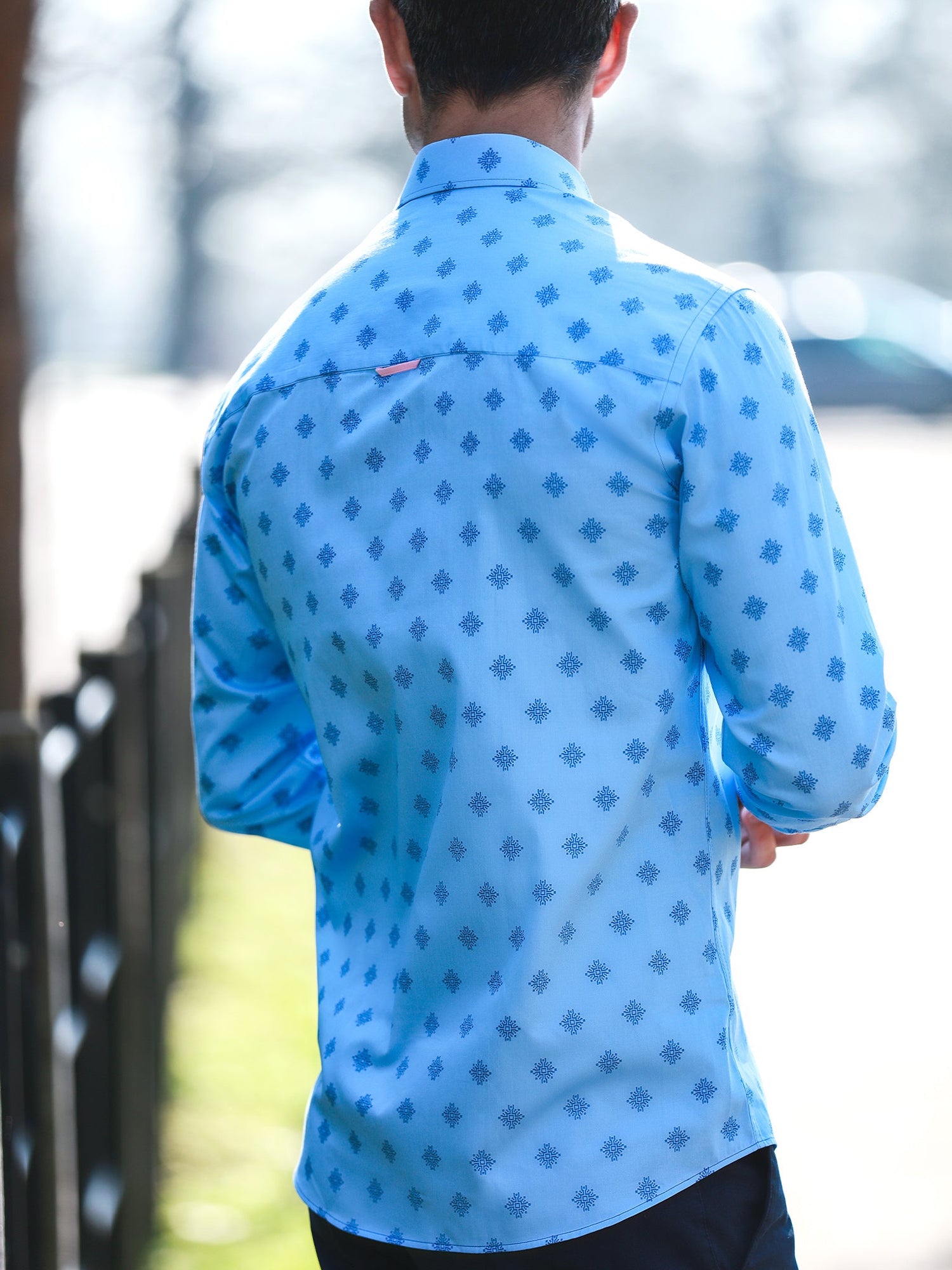 TALISMAN MOSAIC PRINT MEN'S LONG SLEEVE SATIN COTTON SHIRT - Claudio Lugli Shirts