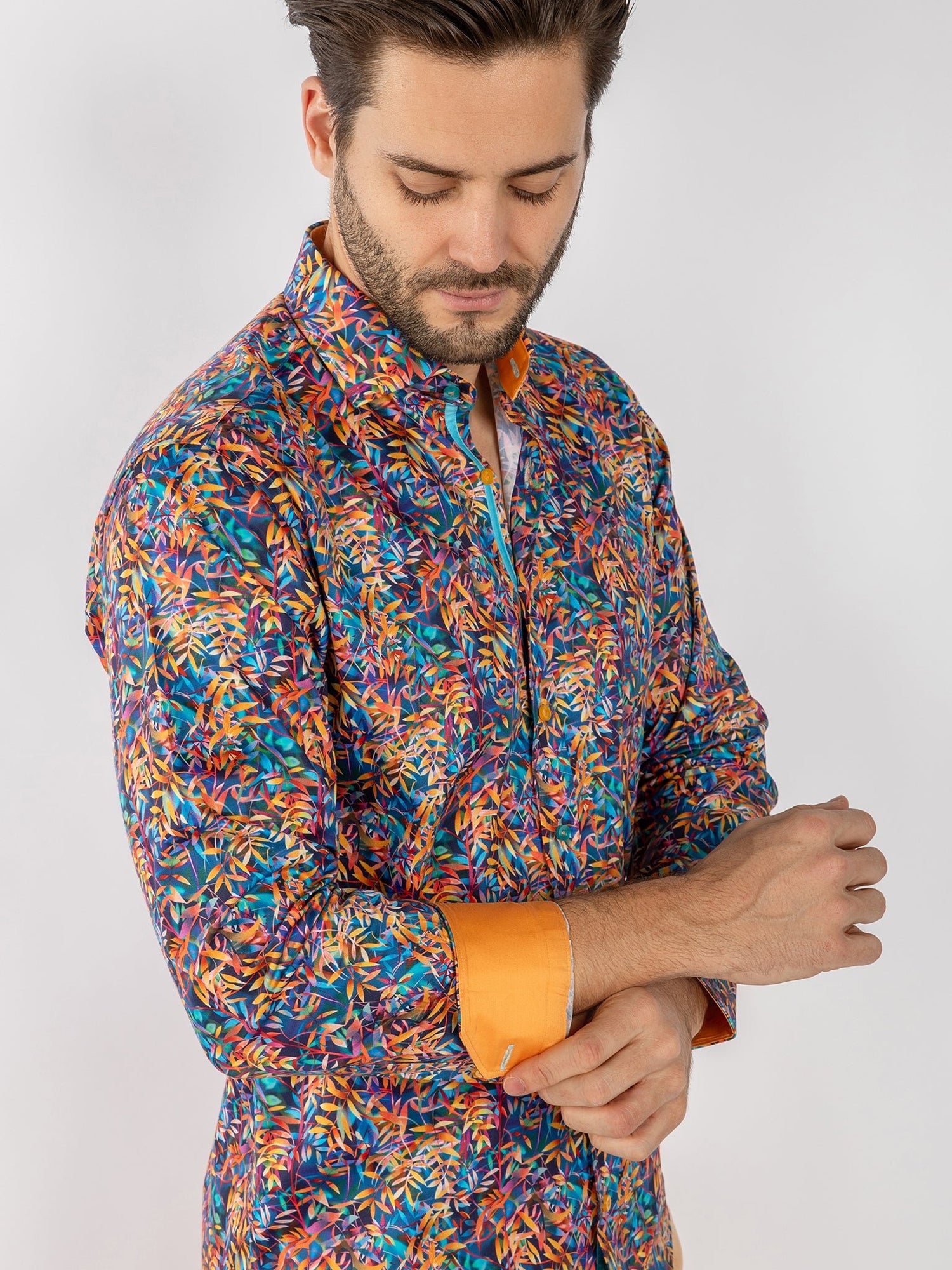 TENCEL CL25150 MULTICOLOUR LEAVES - Claudio Lugli Shirts