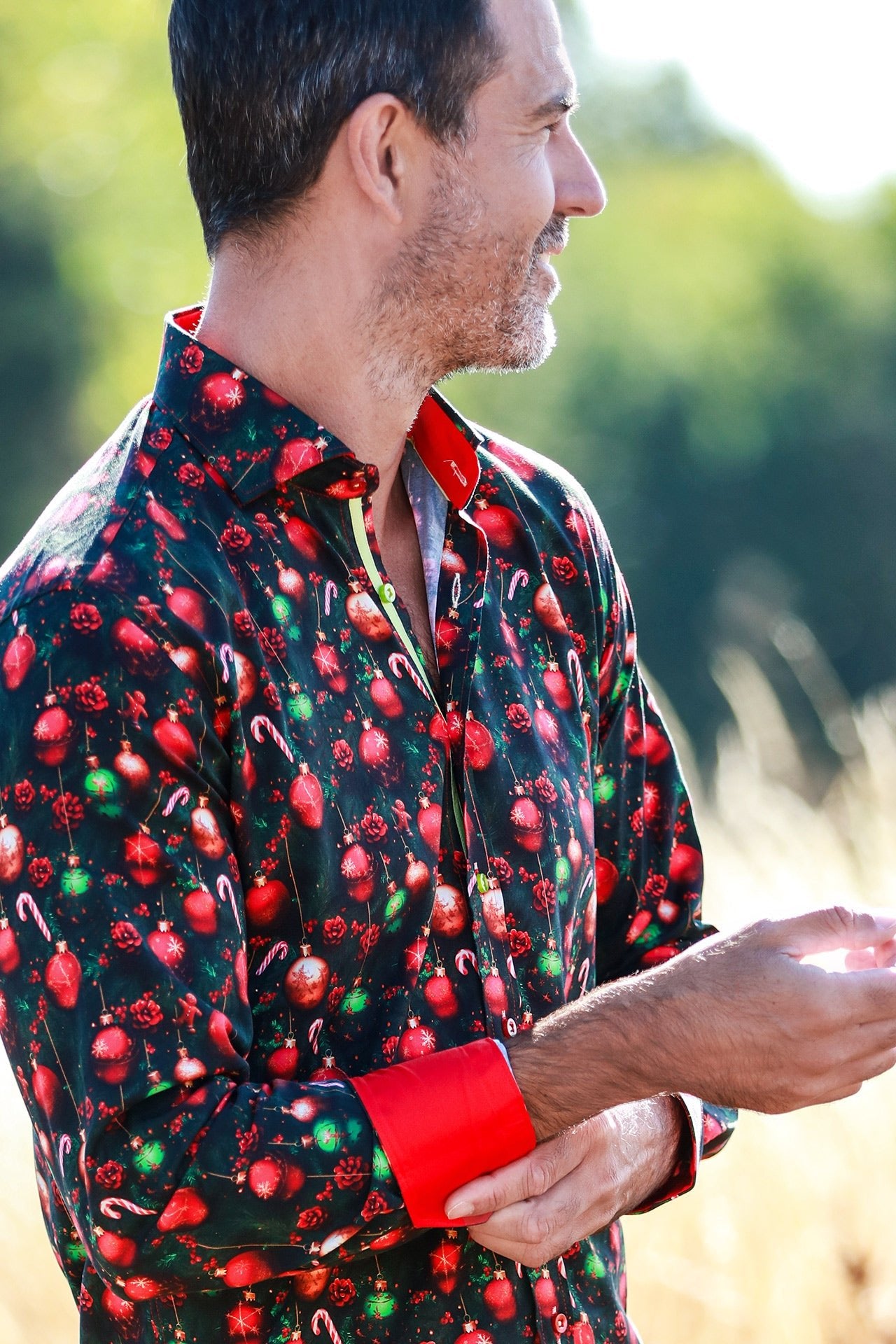 TENCEL GREEN XMAS DECO PRINT SHIRT - Claudio Lugli Shirts
