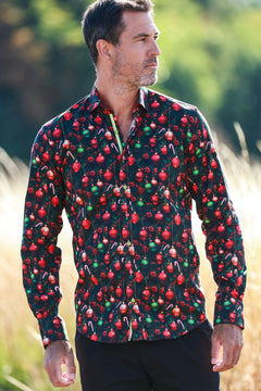 TENCEL GREEN XMAS DECO PRINT SHIRT - Claudio Lugli Shirts