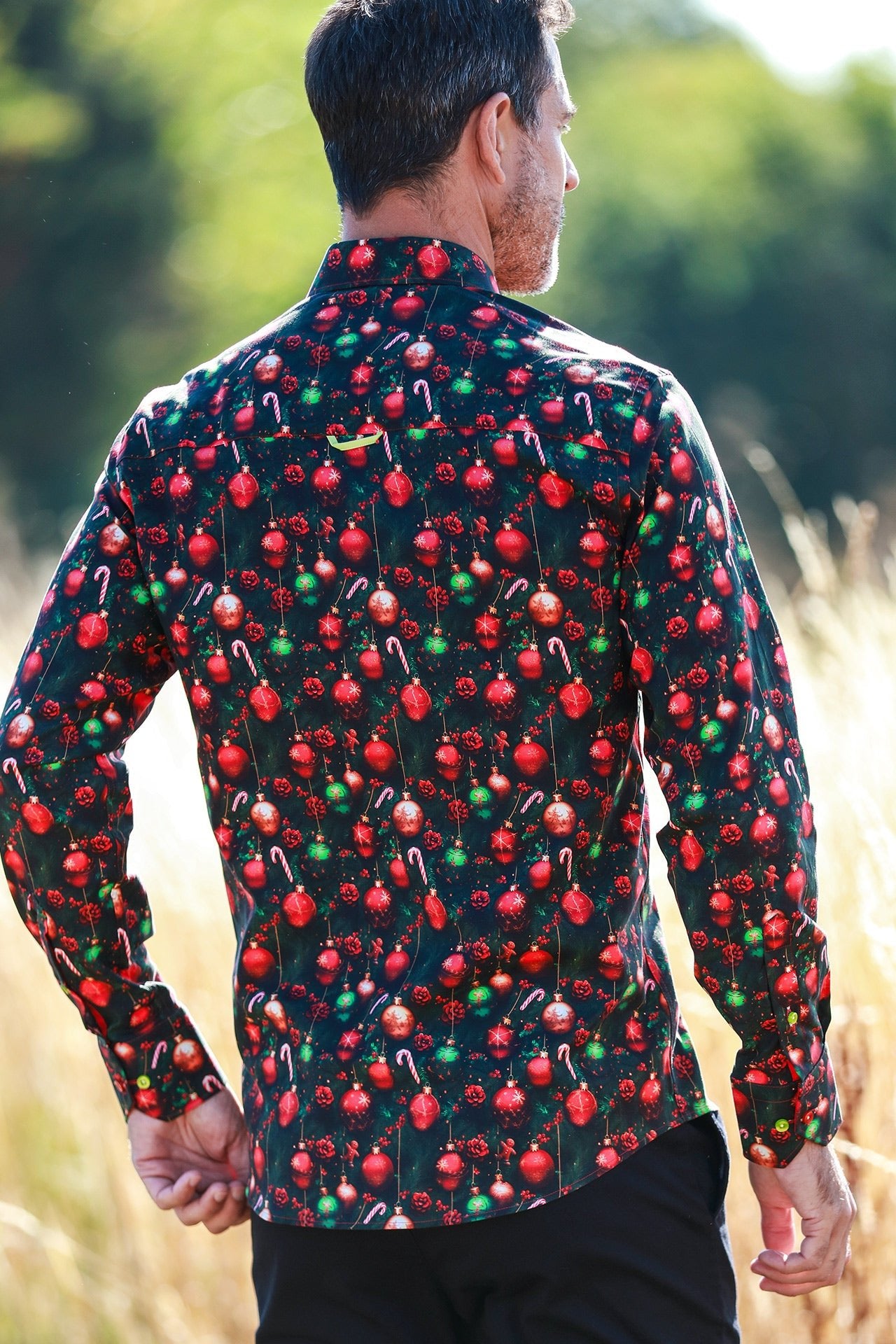 TENCEL GREEN XMAS DECO PRINT SHIRT - Claudio Lugli Shirts