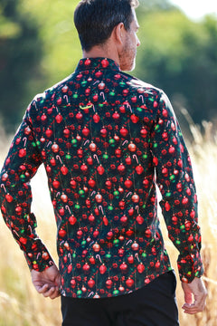 TENCEL GREEN XMAS DECO PRINT SHIRT - Claudio Lugli Shirts