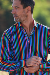TENCEL MULTICOLOUR STRIPE PRINT SHIRT - Claudio Lugli Shirts