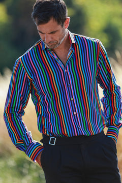 TENCEL MULTICOLOUR STRIPE PRINT SHIRT - Claudio Lugli Shirts